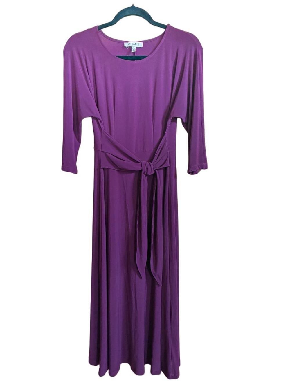 Chaus Plum Tie-Waist Maxi Dress